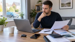 UK driver comparing options to reduce business car insurance costs.